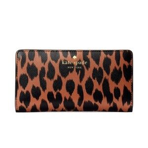 New Kate Spade New York Schuyler Large Slim Bifold Wallet Animal print Multi